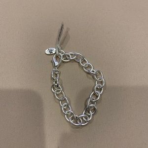 Amanda Blu Matte Silver Chain Bracelet “Heartfelt Emotions” Approx. 8 1/2”